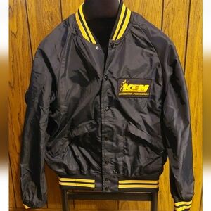 Bomber Jacket Mens Kem Automotive Vintage 80s Med King Louie Made In USA Nylon
